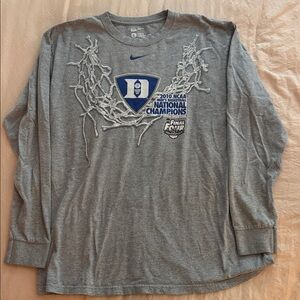 Duke: Nike Gray NCAA National Champions Long Sleeve Shirt